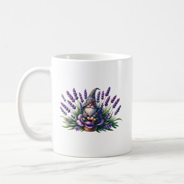 Mug Aquarelle Gnome & Fleurs pourpres (Gauche)