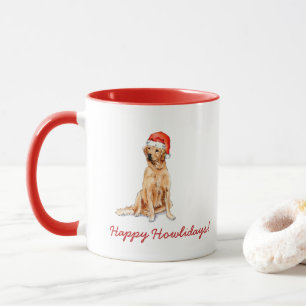 Mug Aquarelle Golden Retreiver dans Santa hat Holiday