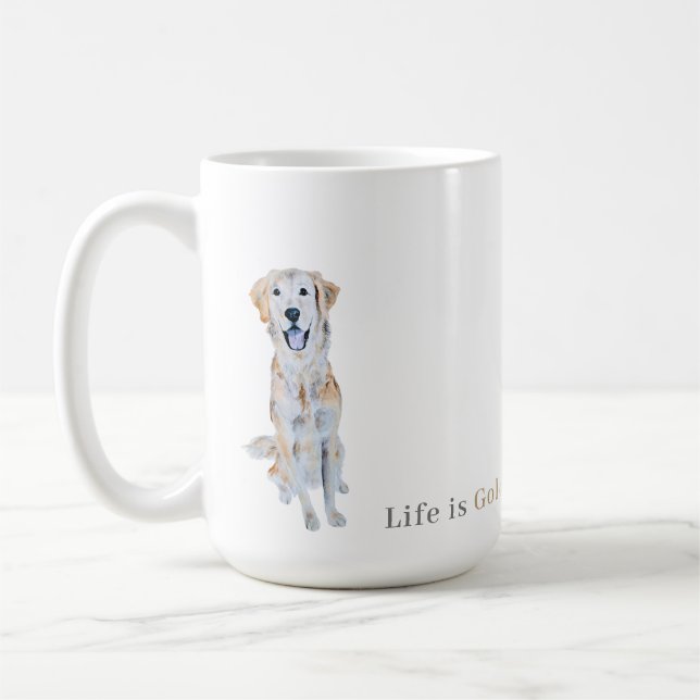 Mug Aquarelle Golden Retriever Chien (Gauche)