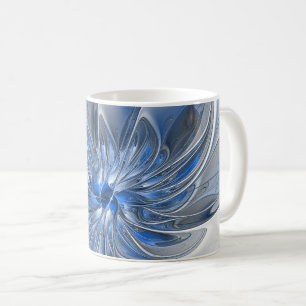 Mug Aquarelle gris bleu Abstrait Fractal Art Flower