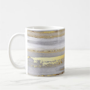 Mug Aquarelle gris et texture or de luxe