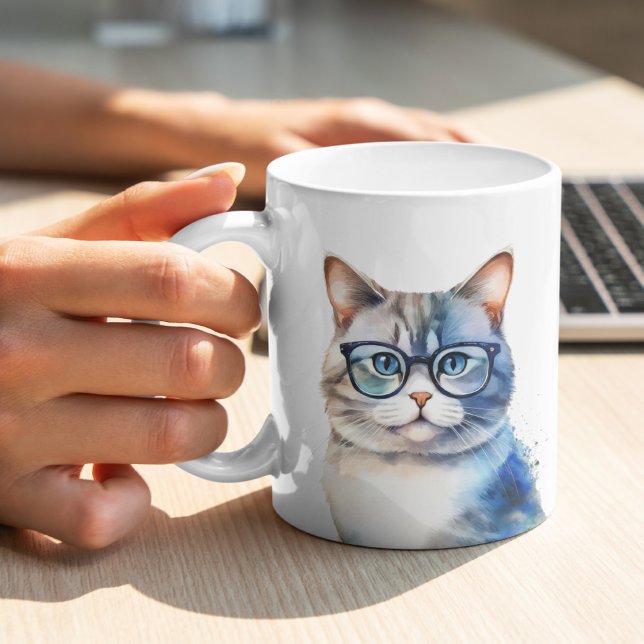 Mug Aquarelle Gris Tabby Chat Personnalisé (Créateur téléchargé)