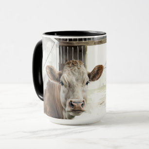 Mug Aquarelle Hereford Vache dans la grange