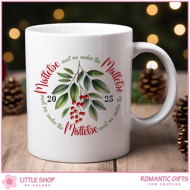 Mug Aquarelle Holly Berries Mistletoe Noël (Créateur téléchargé)