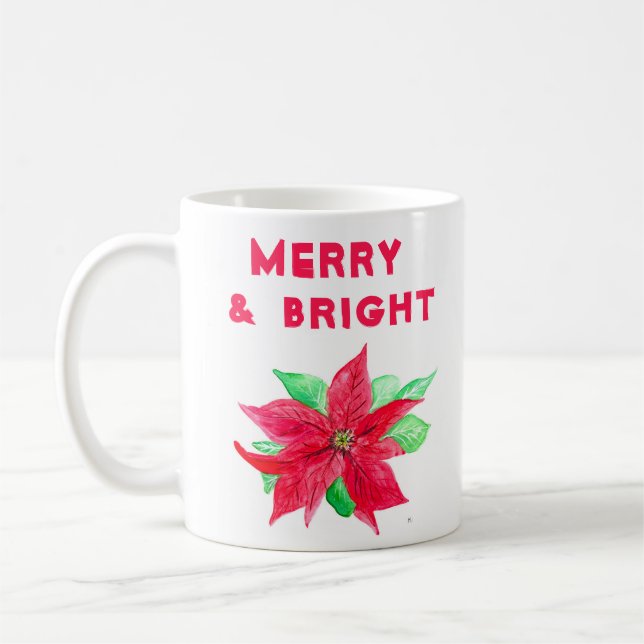 Mug Aquarelle Holly Merry et Bright (Gauche)