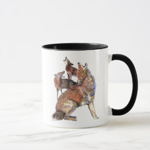 Mug Aquarelle Howling Coyotes Animal Nature Art