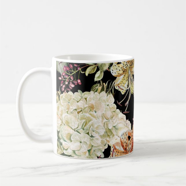 Mug Aquarelle Hydrangeas Lys : Motif Floral (Gauche)