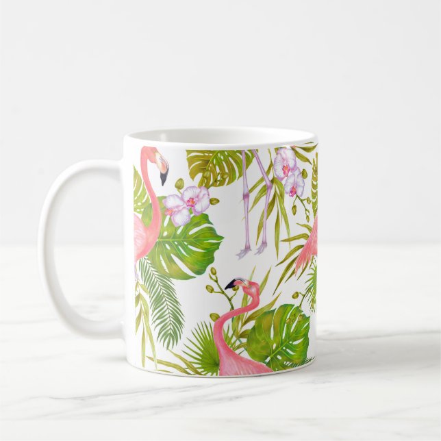Mug Aquarelle illustration de flamant rose bi (Gauche)