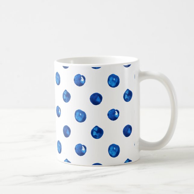 Mug Aquarelle indigo bleu pois motif (Droite)