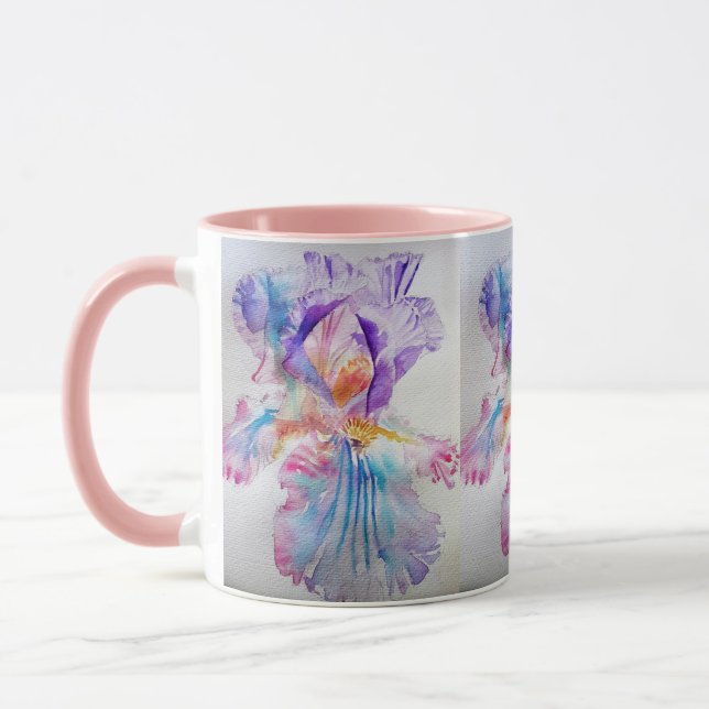 Mug Aquarelle Iris Fleur Peinture art irises Café (Gauche)