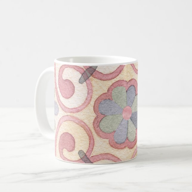 Mug Aquarelle italienne espagnole Majolica rose (Devant gauche)