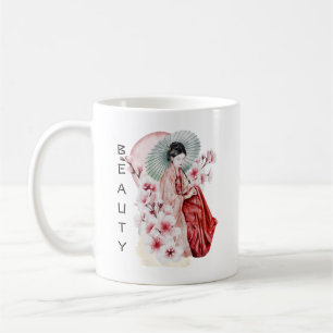 Mug Aquarelle japonaise de Geisha avec Kimono et Sakur