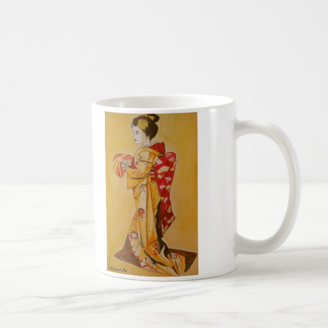 Mug aquarelle japonaise Geisha peinture d'art original (Droite)