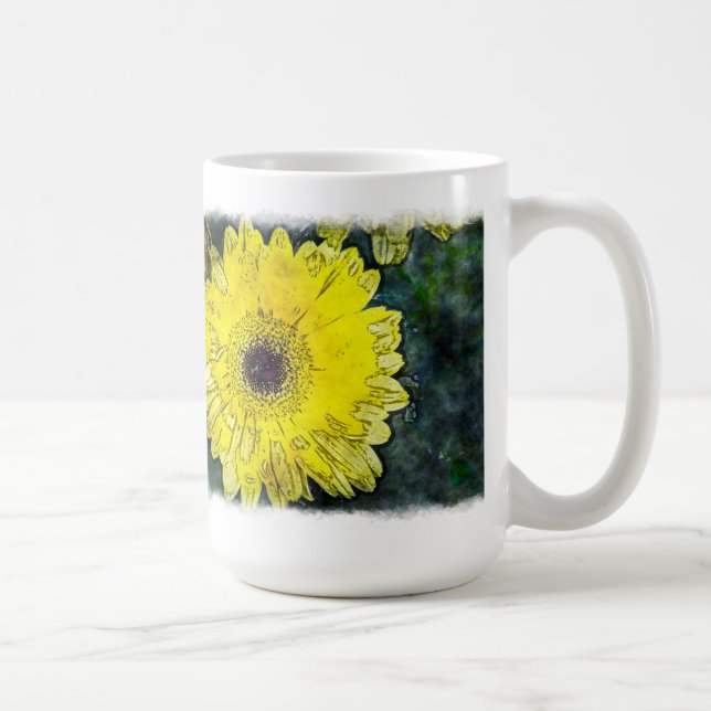 Mug Aquarelle jaune marguerite sur blanc (Droite)