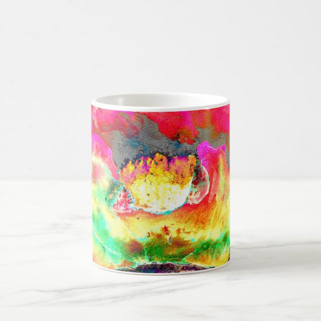 Mug aquarelle jaune rose Abstraite peinture florale (Centre)