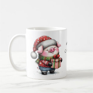 Mug Aquarelle jolie porc Joyeux Noël