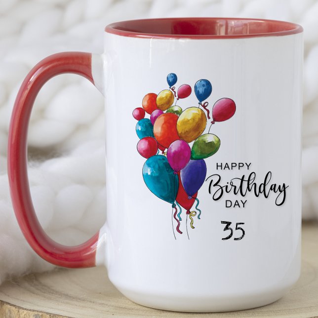 Mug Aquarelle Joyeux Ballons de fête d'anniversaire (Créateur téléchargé)