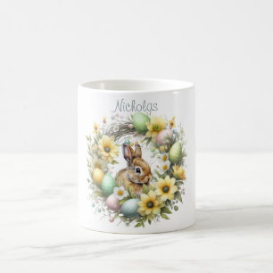Mug Aquarelle Lapin de Pâques Personnalisé