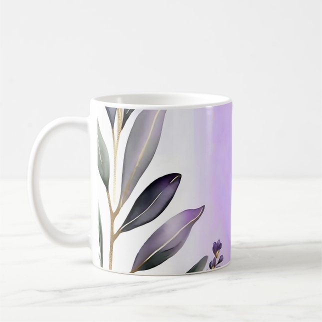 Mug Aquarelle Lavande et Eucalyptus (Gauche)
