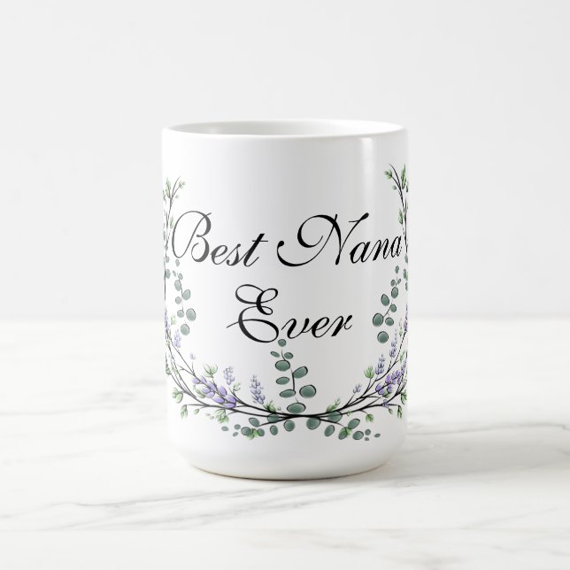 Mug Aquarelle Lavande Eucalyptus meilleure Nana jamais (Centre)