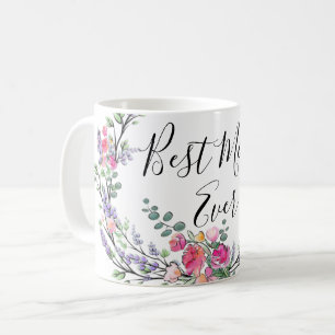 Mug Aquarelle lavande eucalyptus rose Rose maman