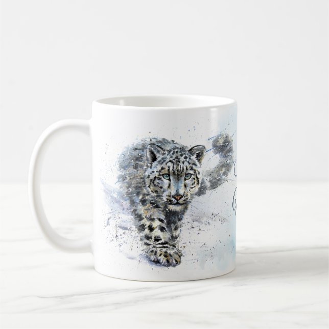 Mug Aquarelle léopard des neiges (Gauche)