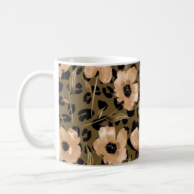 Mug Aquarelle léopard floral : Motif sans fin (Gauche)
