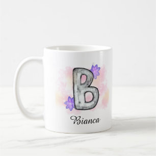 Mug Aquarelle Lettre B Aux Fleurs Violettes