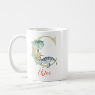 Mug Aquarelle lettre C avec dinosaure