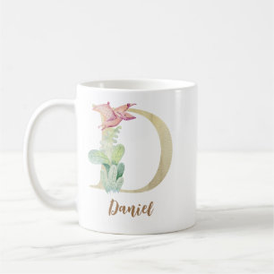 Mug Aquarelle lettre D avec dinosaure