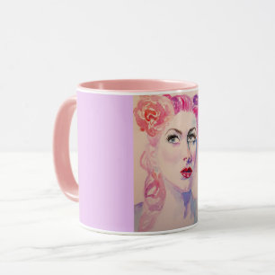 Mug aquarelle lilas violet Femme Vintage 1940