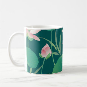 Mug Aquarelle lotus : fleurs vintages sans soudure.