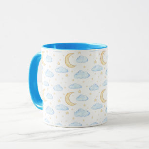 Mug Aquarelle Lune étoiles et nuages Motif