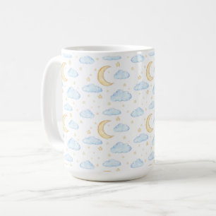 Mug Aquarelle Lune étoiles et nuages Motif