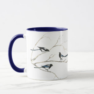 Mug Aquarelle Magpie Oiseau Famille Animal