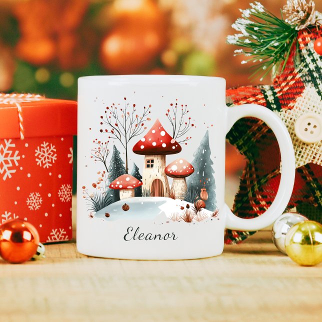 Mug Aquarelle mignonne Bois d'hiver Personnalisé (Créateur téléchargé)