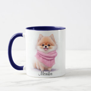 Mug Aquarelle mignonne Chien Poméranien Chien Chien Pe