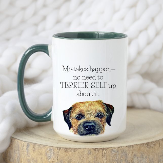 Mug Aquarelle mignonne drôle Frontière Terrier Chien H (Front)