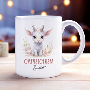 Mug Aquarelle mignonne Illustration Capricorne Nom du
