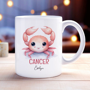 Mug Aquarelle mignonne Illustration du cancer Nom du z