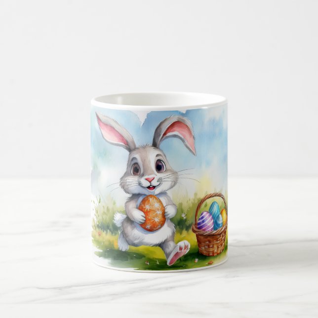 Mug Aquarelle mignonne Lapin de Pâques (Centre)