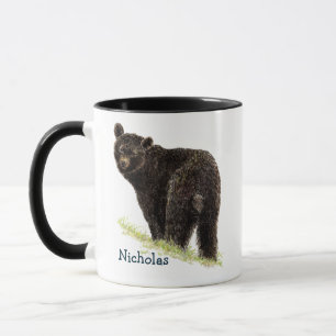 Mug Aquarelle mignonne Ours Noir Animal Nature Art