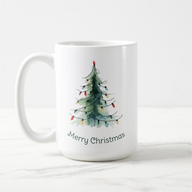 Mug Aquarelle minimaliste Arbre de Noël (Gauche)