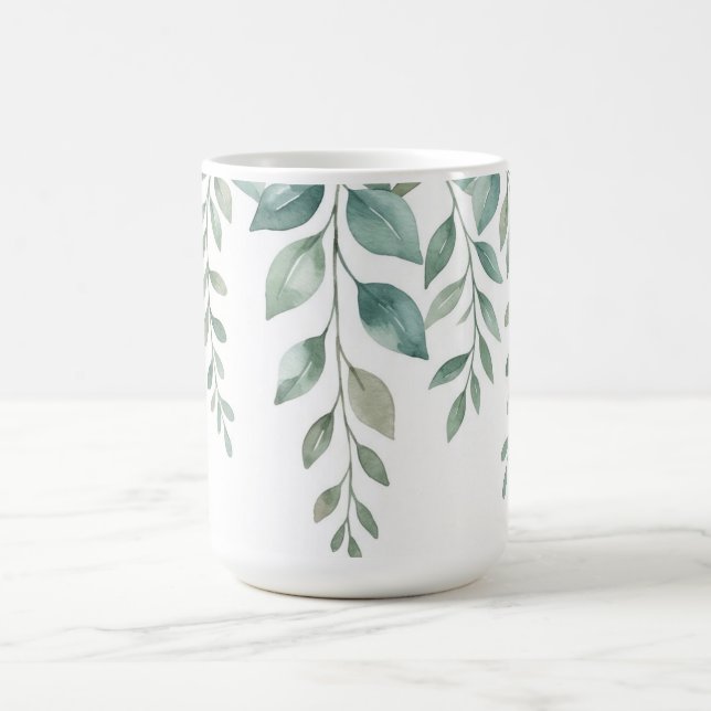Mug Aquarelle minimaliste Eucalyptus en cascade Monogr (Centre)