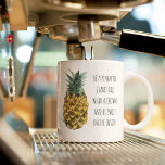 Mug Aquarelle moderne ananas et citation amusante posi<br><div class="desc">Aquarelle moderne ananas et citation amusante positive</div>