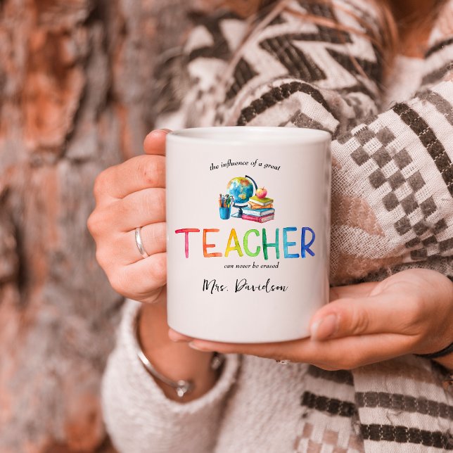 Mug Aquarelle moderne Arc-en-ciel Merci Professeur   (Créateur téléchargé)