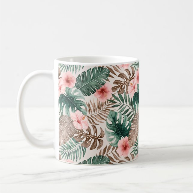 Mug Aquarelle moderne Boho Tropical Floral  (Gauche)