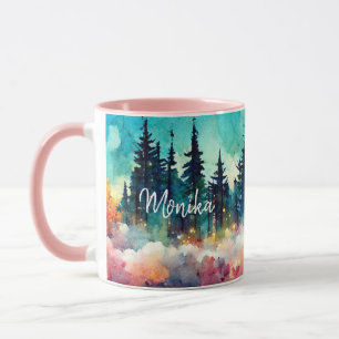 Mug Aquarelle moderne Cuisine Foggy Pine Forest