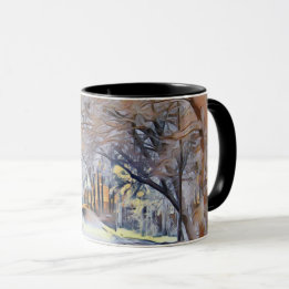 Mug Aquarelle moderne des arbres enneigés colorés