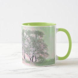 Mug Aquarelle moderne des arbres enneigés colorés